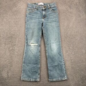 Wrangler Kids Classic Boot Cut Jeans Size 10 Slim Distressed Denim‎